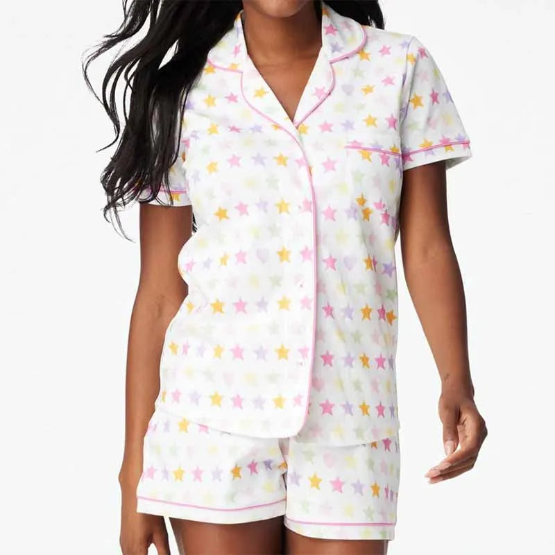 Bunny Print Pajamas – 2-Piece Shorts & Shirt Set Pajamas Set | Chuzko.com