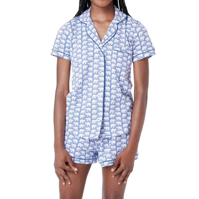 Bunny Print Pajamas – 2-Piece Shorts & Shirt Set Pajamas Set | Chuzko.com