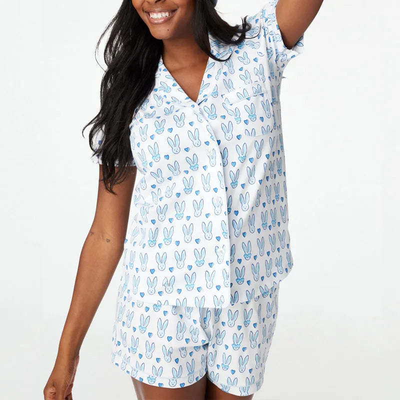 Bunny Print Pajamas – 2-Piece Shorts & Shirt Set	