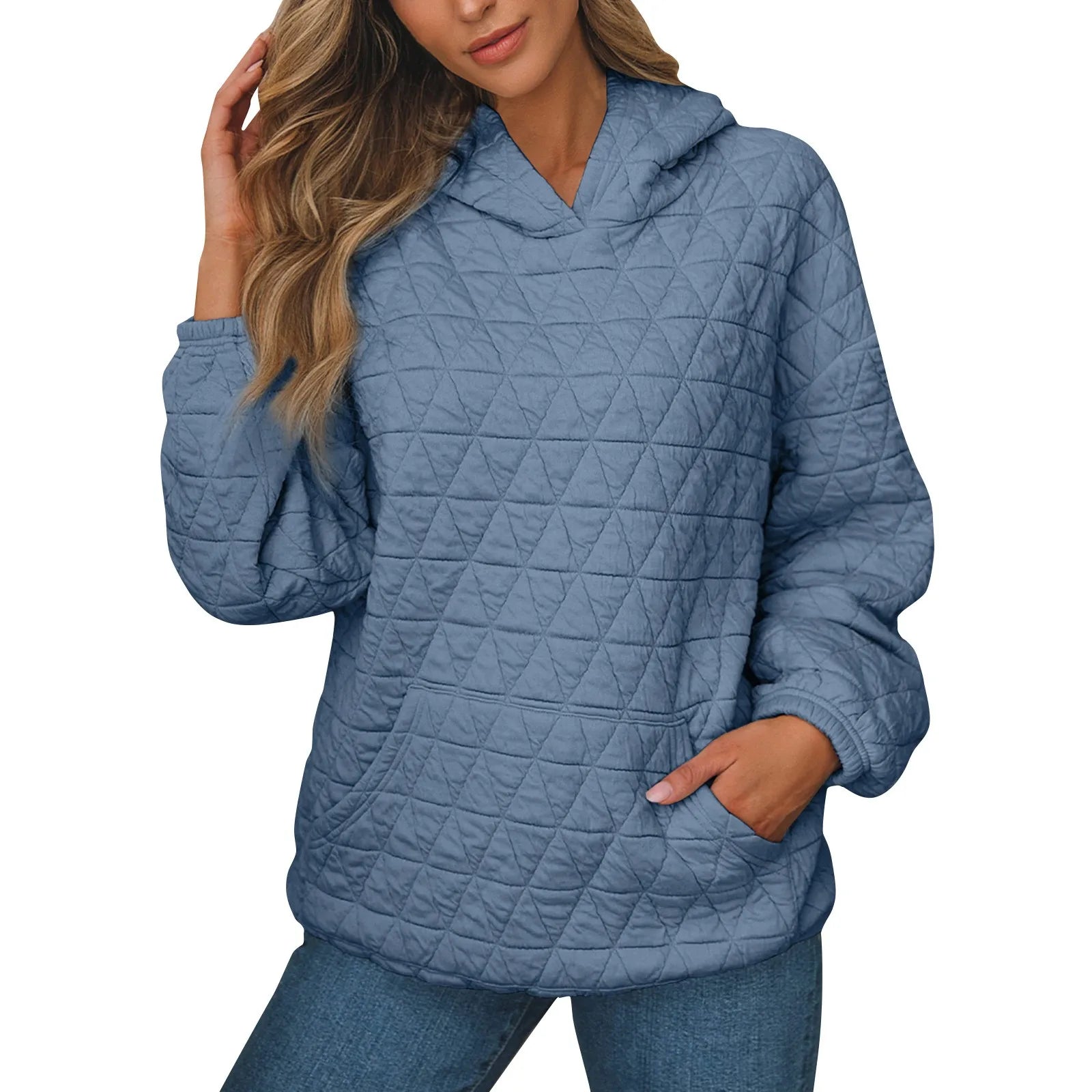 Sweatshirt Quilted Hoodie Kangaroo Pouch Sweatshirts | Chuzko.com