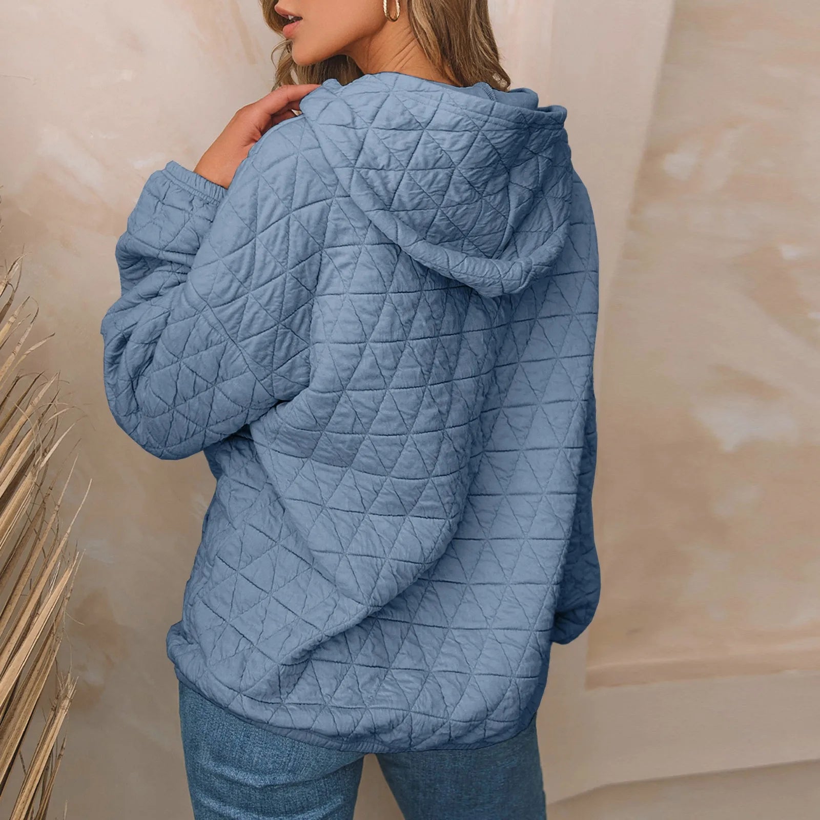 Sweatshirt Quilted Hoodie Kangaroo Pouch Sweatshirts | Chuzko.com