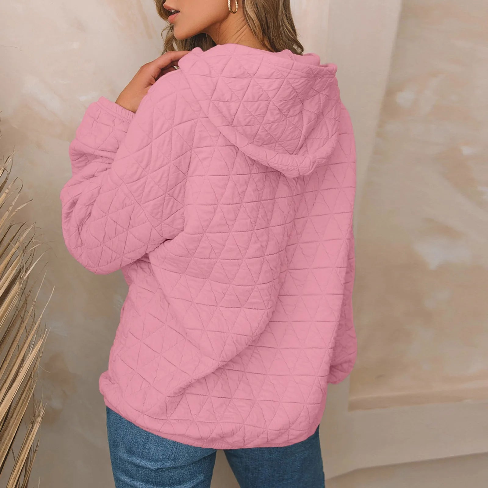 Sweatshirt Quilted Hoodie Kangaroo Pouch Sweatshirts | Chuzko.com