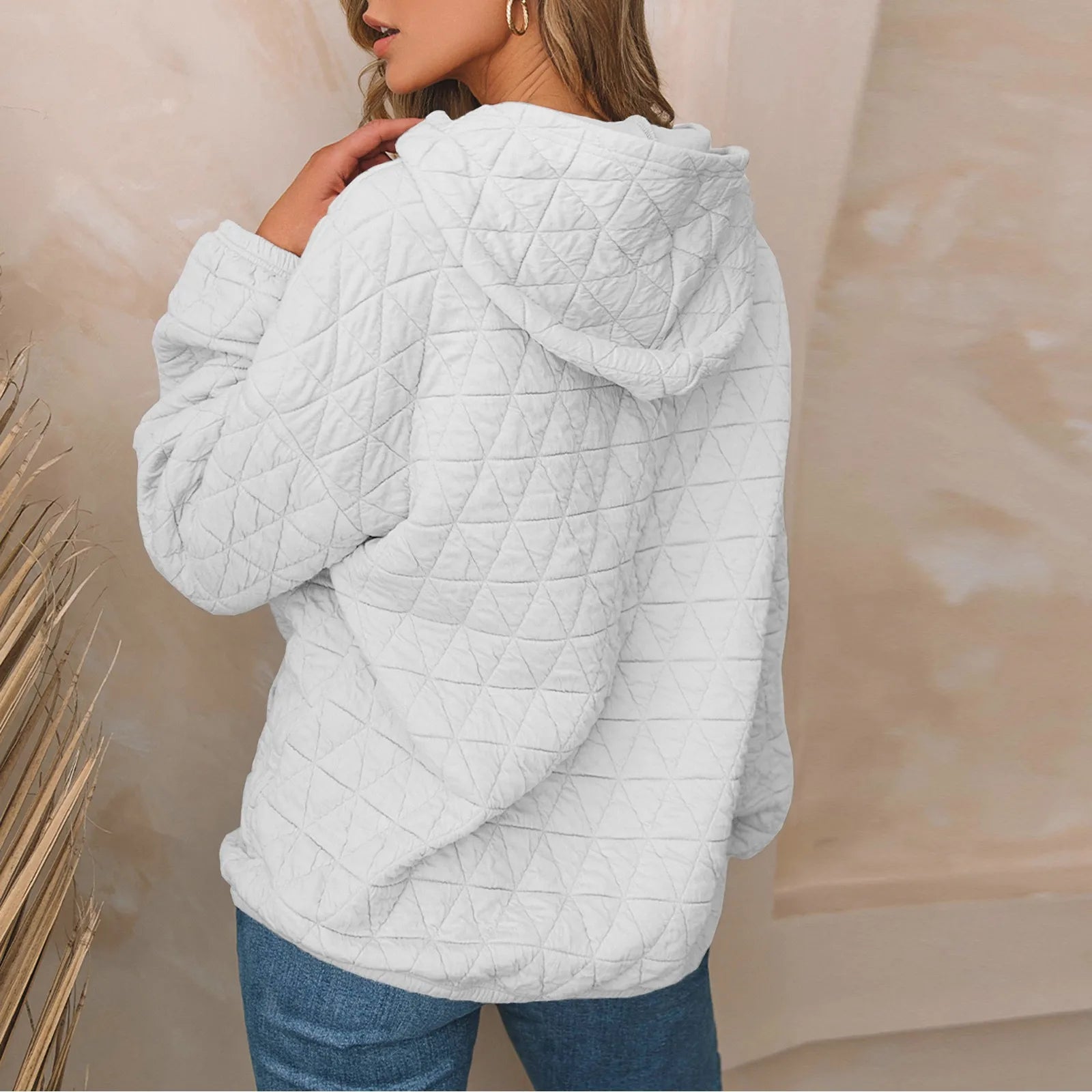 Sweatshirt Quilted Hoodie Kangaroo Pouch Sweatshirts | Chuzko.com