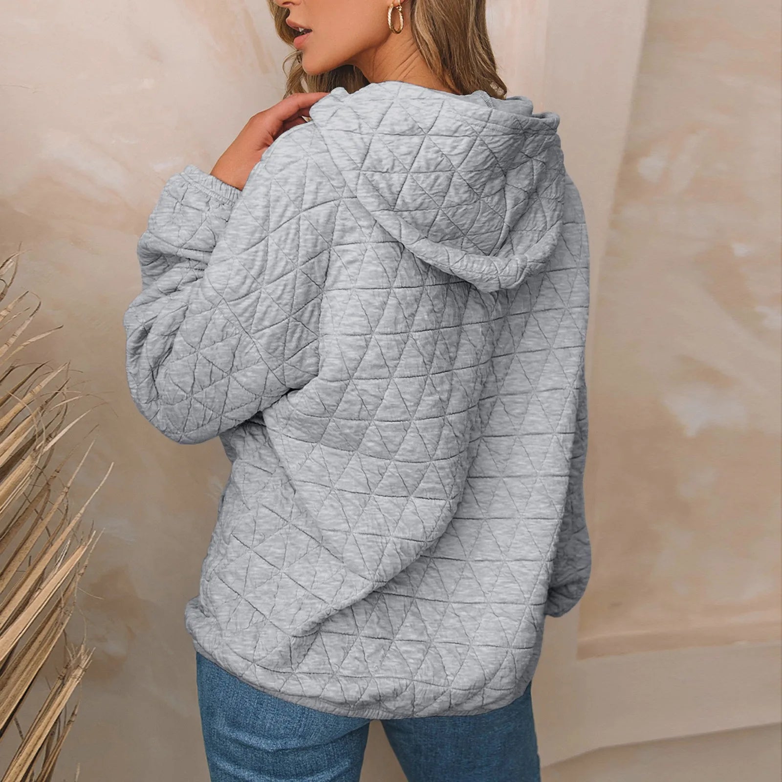 Sweatshirt Quilted Hoodie Kangaroo Pouch Sweatshirts | Chuzko.com