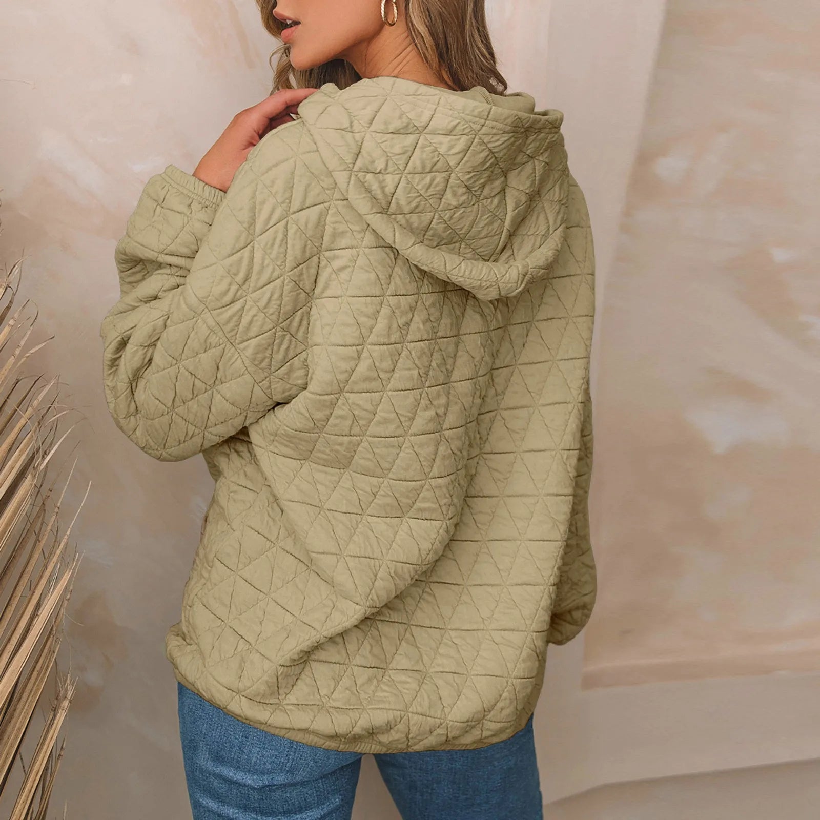 Sweatshirt Quilted Hoodie Kangaroo Pouch Sweatshirts | Chuzko.com