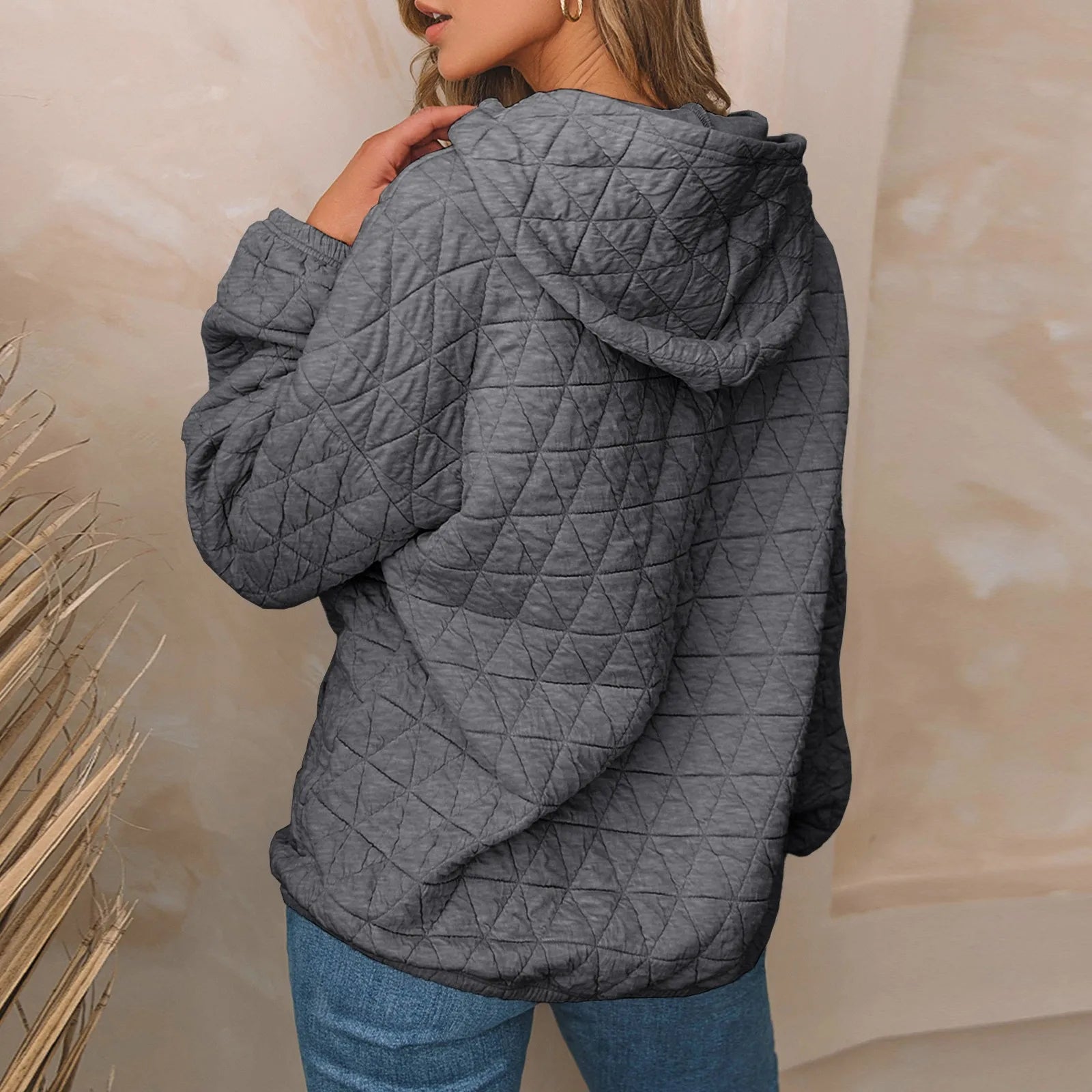 Sweatshirt Quilted Hoodie Kangaroo Pouch Sweatshirts | Chuzko.com