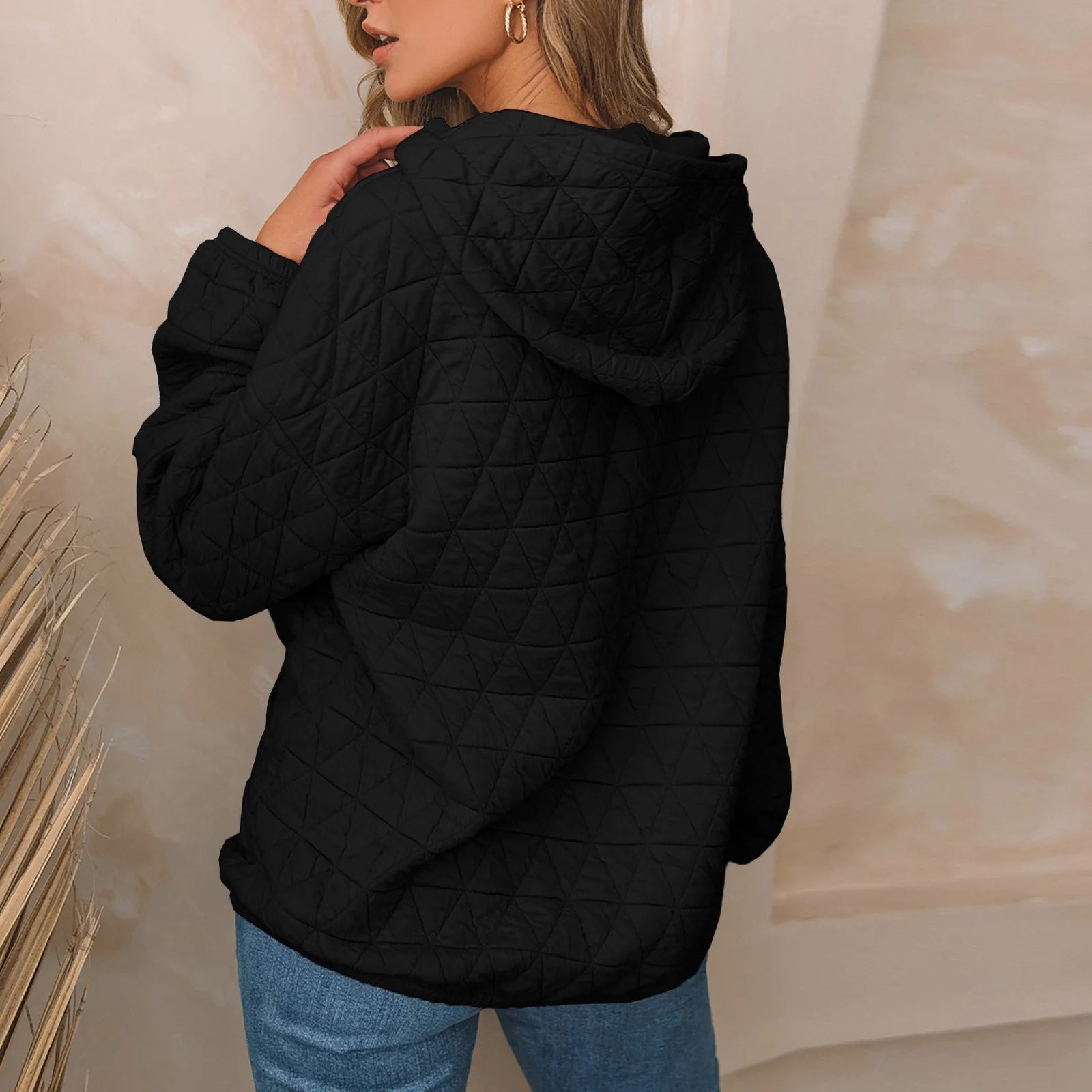 Sweatshirt Quilted Hoodie Kangaroo Pouch Sweatshirts | Chuzko.com