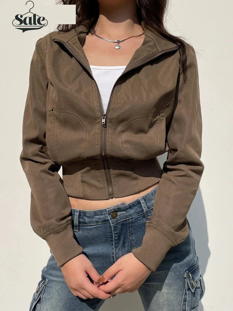 Cropped Bomber Jacket Snug Fit	