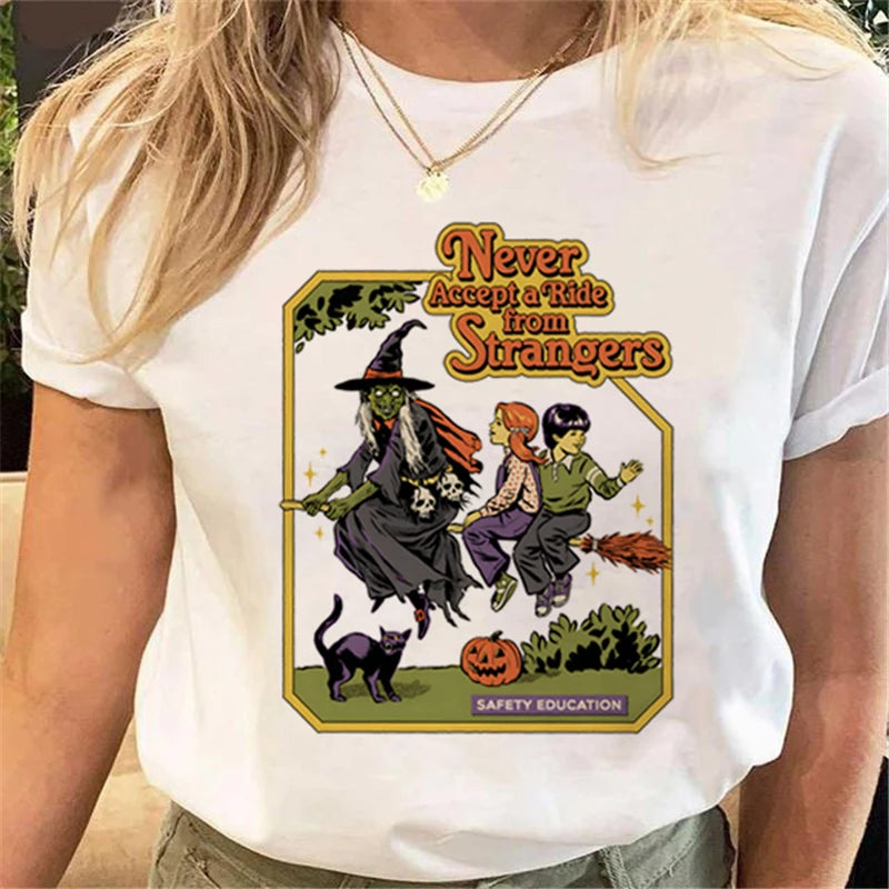 Women's Halloween Graphic T-Shirt - Spooky Casual Style