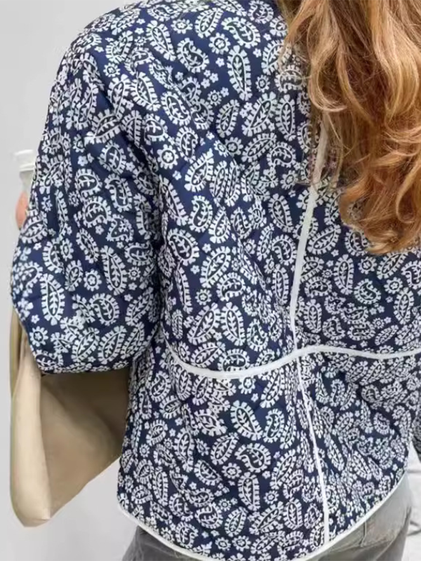 Classic Blue Floral Mandarin Jacket Jackets | Chuzko.com