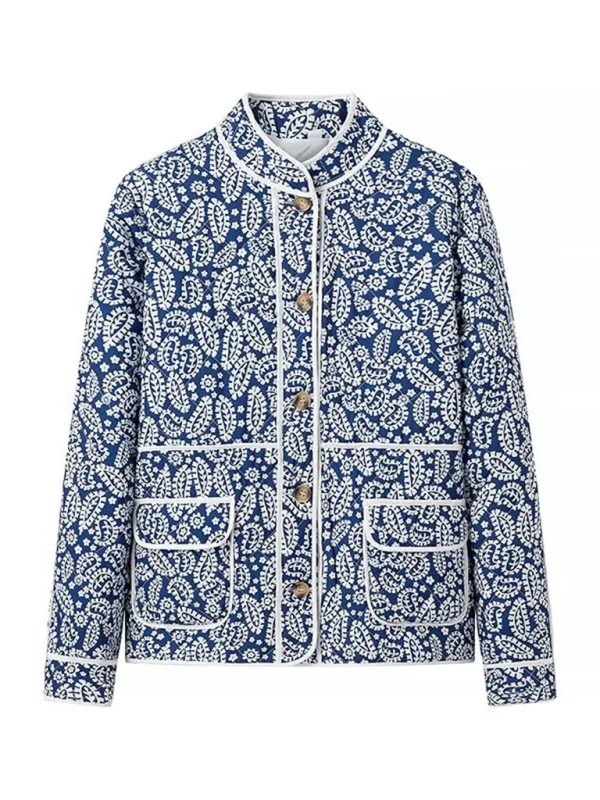 Classic Blue Floral Mandarin Jacket Jackets | Chuzko.com