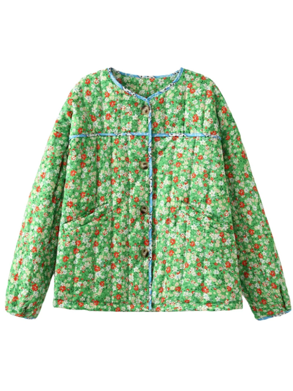 Floral Print Wrap Cotton Jacket Jackets | Chuzko.com