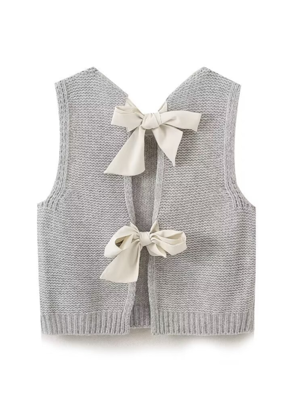 New Fashion Vest Bow Tie Sweater Vest Knit Tops | Chuzko.com