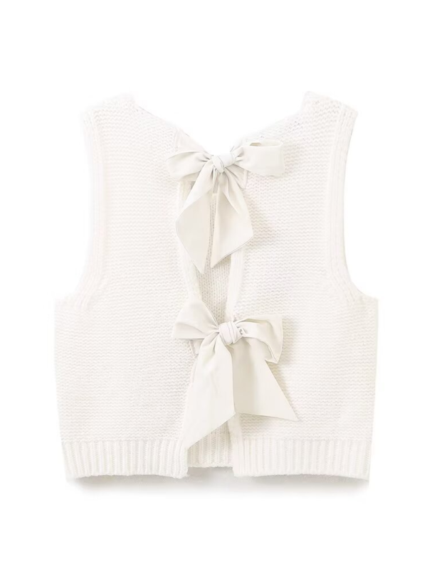 New Fashion Vest Bow Tie Sweater Vest Knit Tops | Chuzko.com