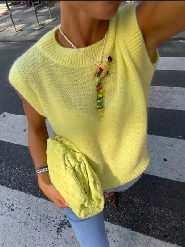 Casual Crew Neck Knit Top	