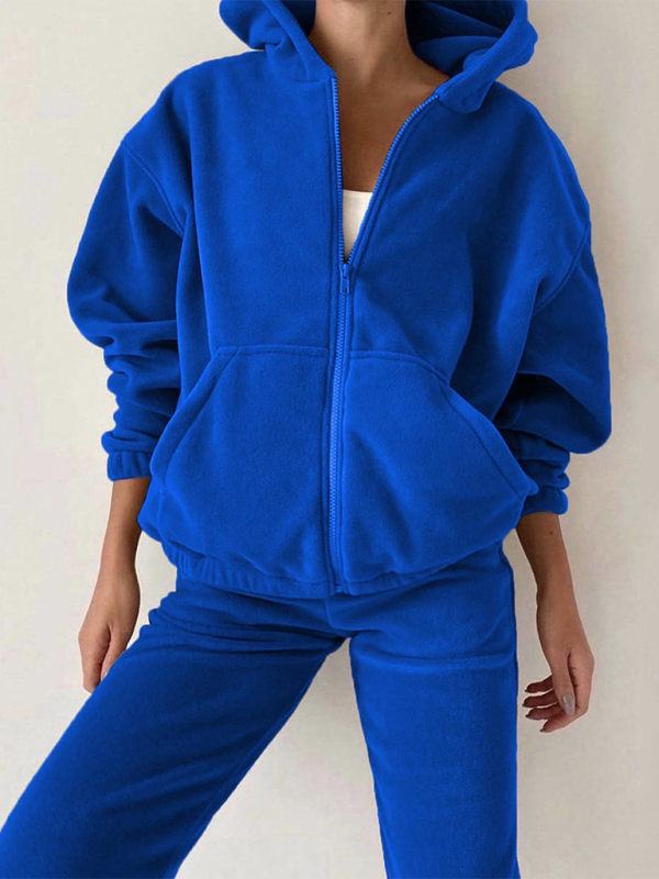 Velvet Hoodie Matching Set - Jogger Pants and Zip-Up Sweatshirts | Chuzko.com