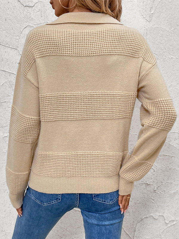 Casual Fall Ribbed Collar Sweater Sweaters | Chuzko.com