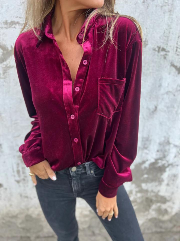 Classic Velvet Button-Down Fall Shirt Velvet Shirts | Chuzko.com