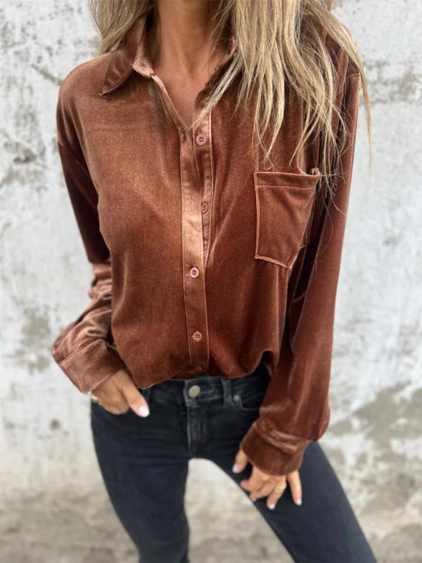 Classic Velvet Button-Down Fall Shirt Velvet Shirts | Chuzko.com