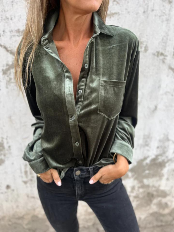 Classic Velvet Button-Down Fall Shirt Velvet Shirts | Chuzko.com