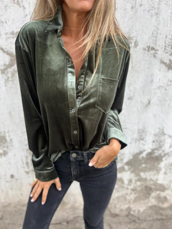 Classic Velvet Button-Down Fall Shirt	