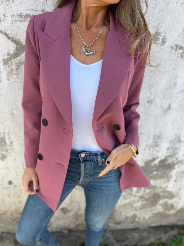 Structured Double-Breasted Blazer for Professional Look Blazers | Chuzko.com