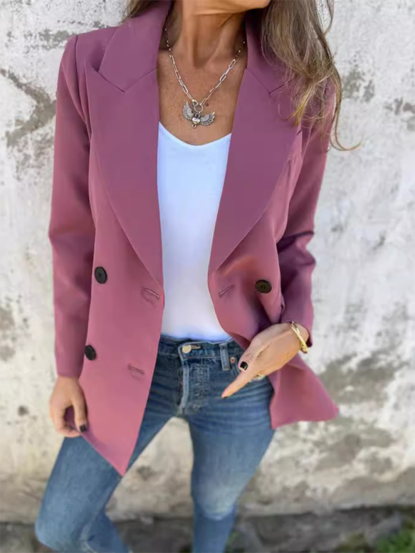 Structured Double-Breasted Blazer for Professional Look Blazers | Chuzko.com