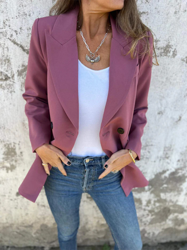 Structured Double-Breasted Blazer for Professional Look Blazers | Chuzko.com