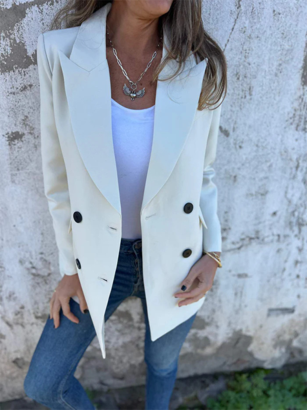 Structured Double-Breasted Blazer for Professional Look Blazers | Chuzko.com