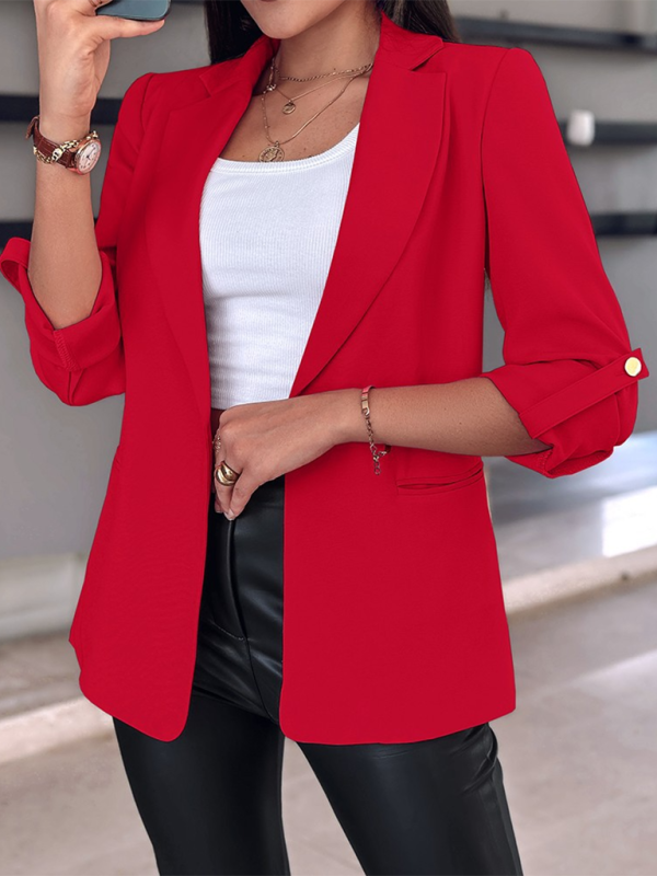 Tailored Open-Front 3/4 Sleeve Blazer for Office Blazers | Chuzko.com