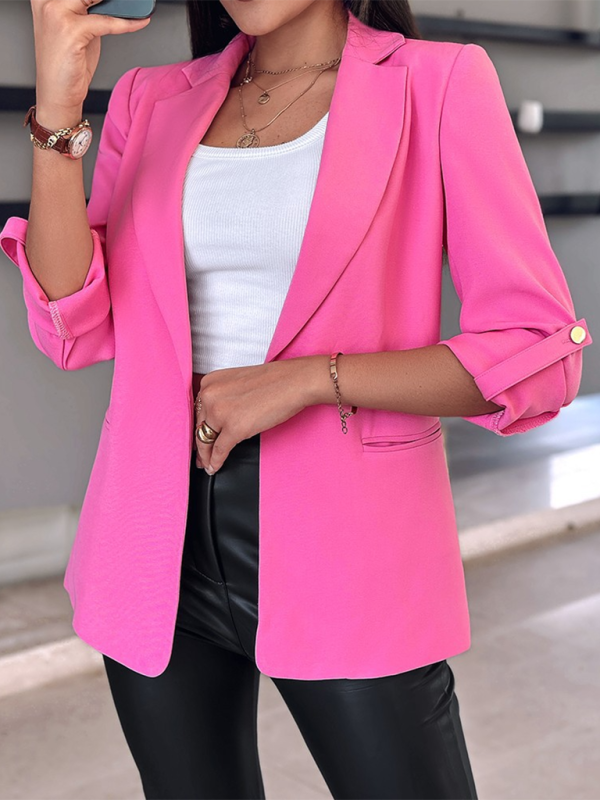 Tailored Open-Front 3/4 Sleeve Blazer for Office Blazers | Chuzko.com