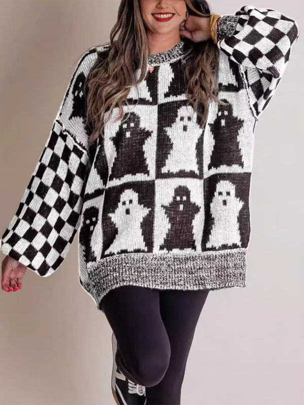 Oversized Halloween Sweater Ghost Jumper Sweaters | Chuzko.com