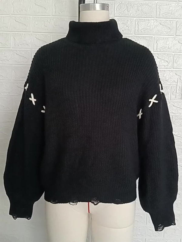 Edgy Black Turtleneck Sweater Halloween Jumper Sweaters | Chuzko.com