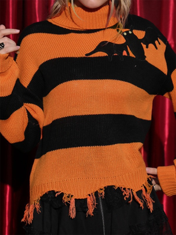 Halloween Oversized Sweater Black Cat Jumper Sweaters | Chuzko.com