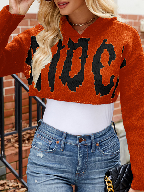 Cropped BOO Sweater Halloween Hoodie Crop Sweaters | Chuzko.com