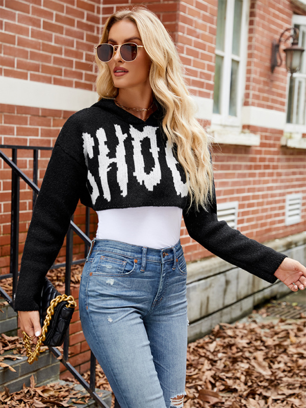 Cropped BOO Sweater Halloween Hoodie Crop Sweaters | Chuzko.com