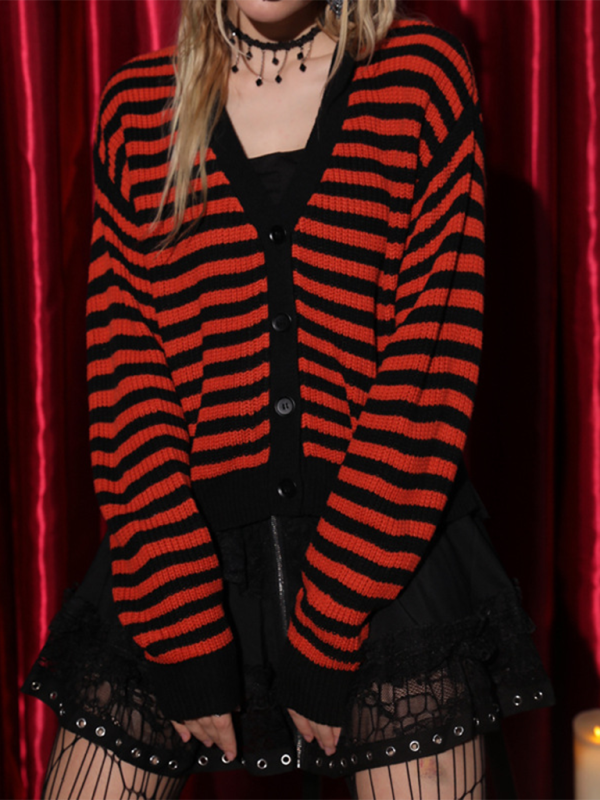 Striped Gothic Cardigan Halloween Sweater Cardigans | Chuzko.com