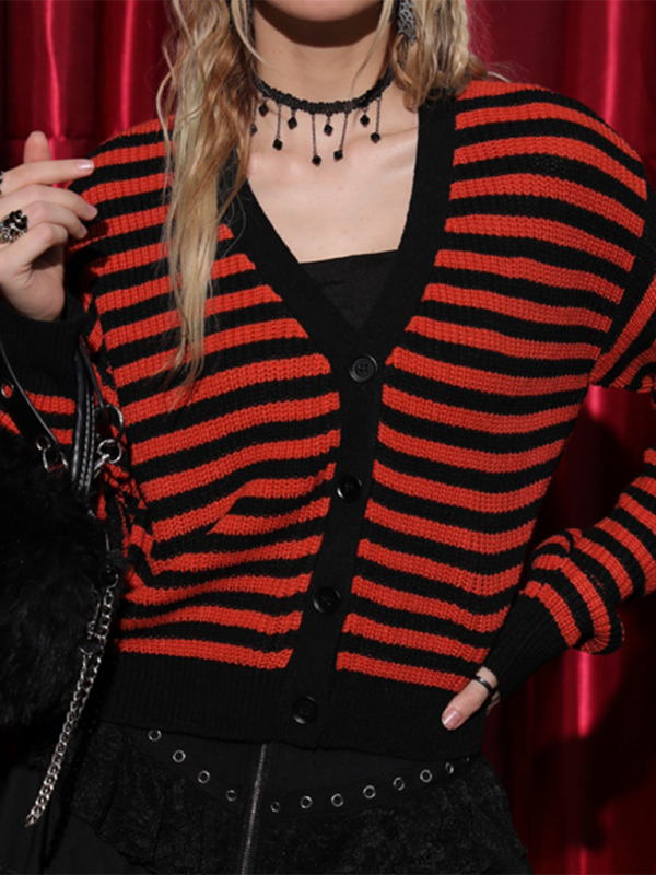 Striped Gothic Cardigan Halloween Sweater Cardigans | Chuzko.com