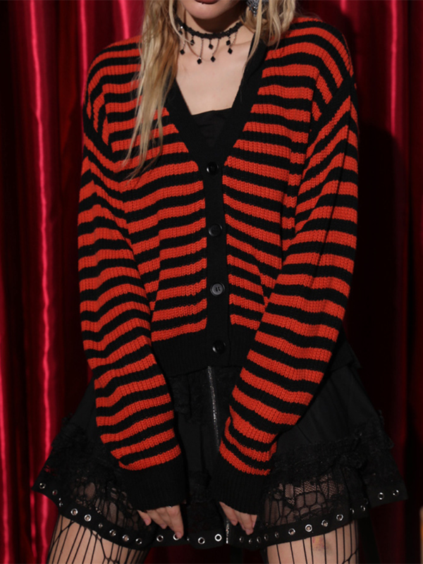 Striped Gothic Cardigan Halloween Sweater Cardigans | Chuzko.com