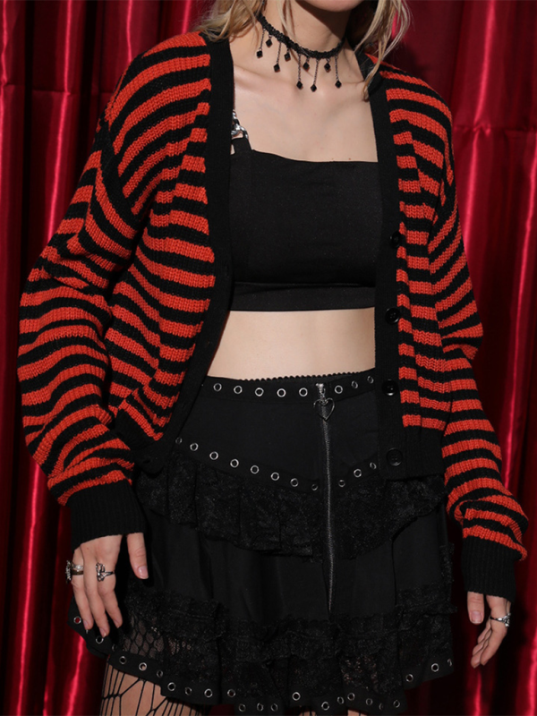 Striped Gothic Cardigan Halloween Sweater Cardigans | Chuzko.com