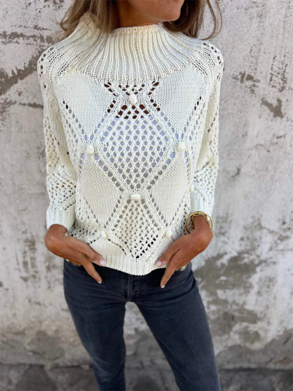 Diamond Open-Knit Sweater Transitional Layering	