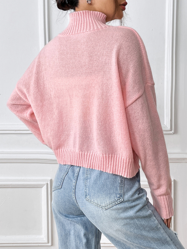 Oversized Pink Sweater with Lace Bow Sweaters | Chuzko.com