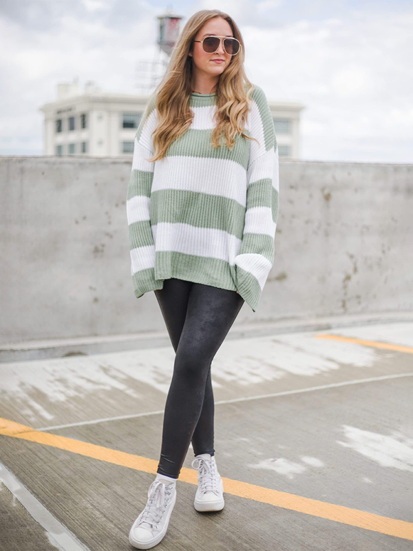 Red & White Striped Sweater Oversized Jumper Sweaters | Chuzko.com