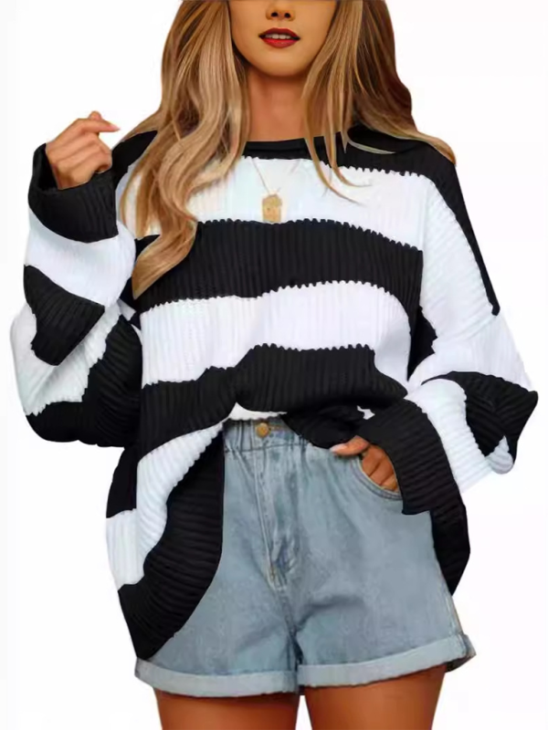 Red & White Striped Sweater Oversized Jumper Sweaters | Chuzko.com