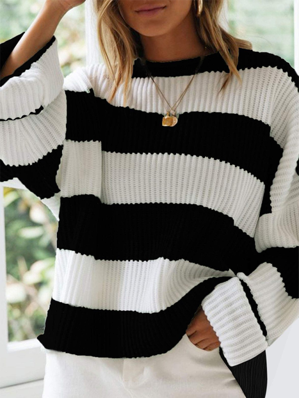 Red & White Striped Sweater Oversized Jumper Sweaters | Chuzko.com