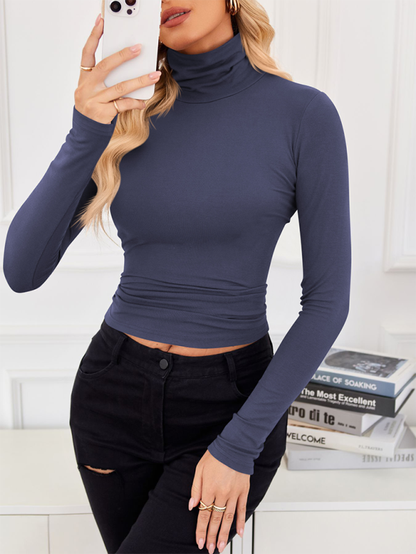 Slim-Fit Turtleneck Top for Layering Fall Tops | Chuzko.com