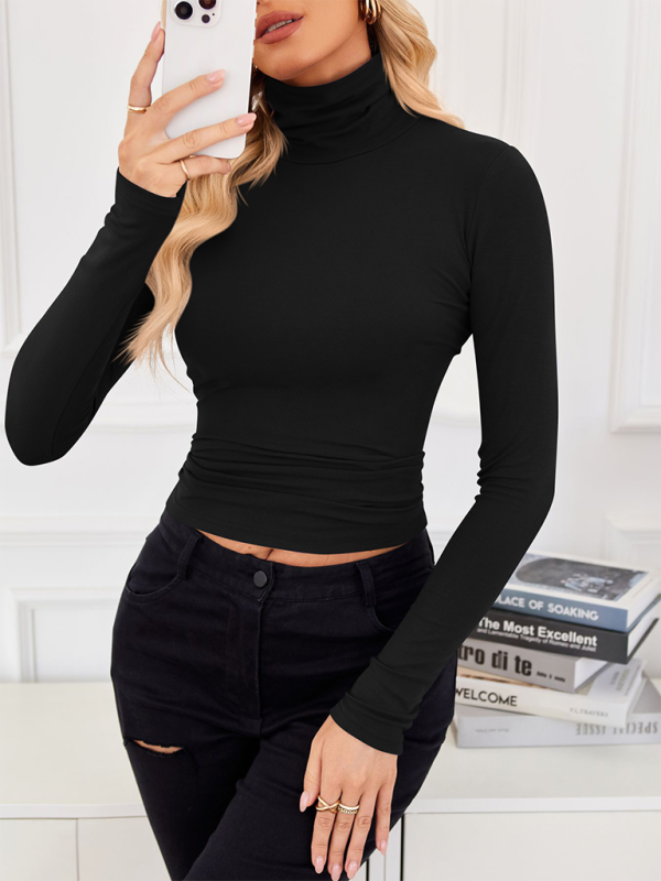 Slim-Fit Turtleneck Top for Layering Fall Tops | Chuzko.com