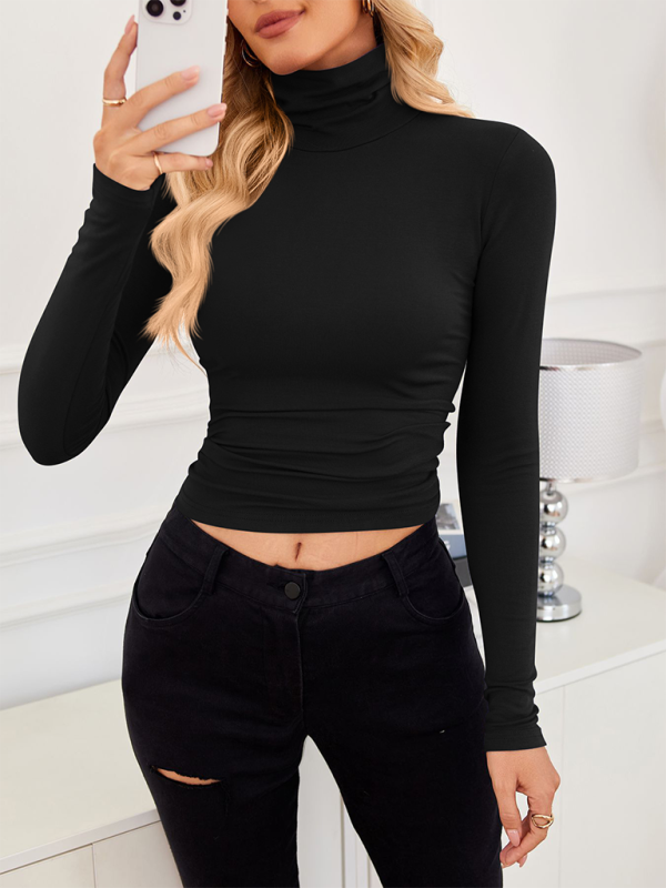 Slim-Fit Turtleneck Top for Layering Fall Tops | Chuzko.com