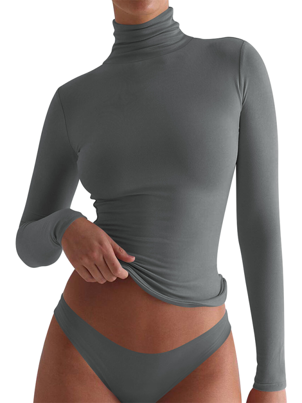 Slim-Fit Turtleneck Top for Layering Fall Tops | Chuzko.com