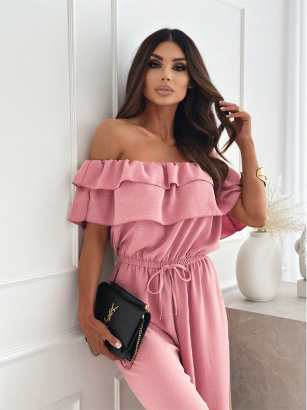 Off-Shoulder Playsuit Ruffle Wide-Leg Jumpsuit Jumpsuits | Chuzko.com